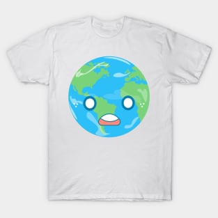 Kawaii Earth - Shocked Earth T-Shirt